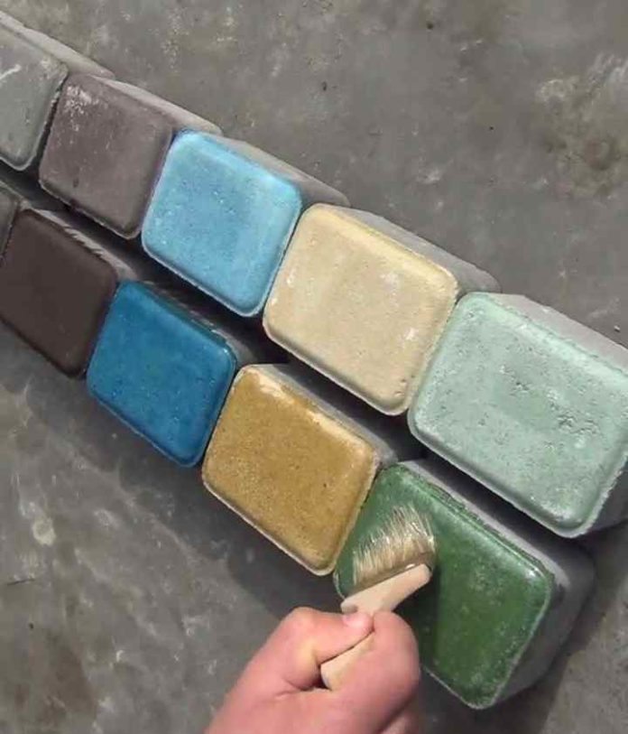 Как покрасить тротуарную плитку